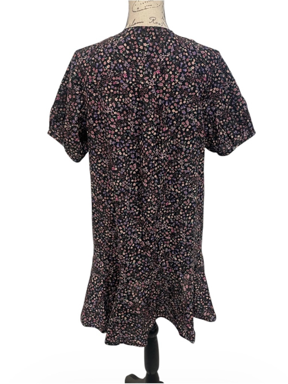 J.Crew Liberty Fabric Floral Mini Dress Size Small Black Cotton Pockets - Picture 5 of 10